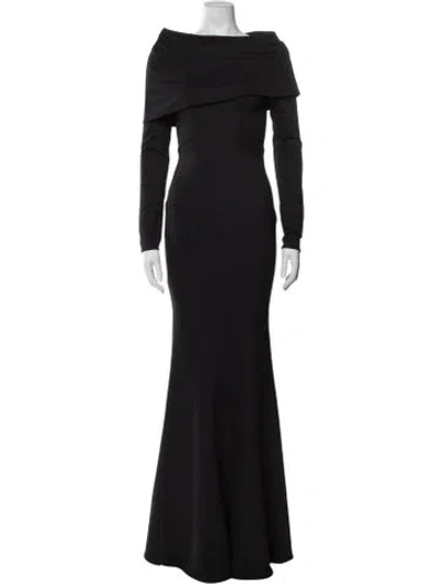 Pre-owned Zac Zac Posen Off-the-shoulder Long Dress In Black