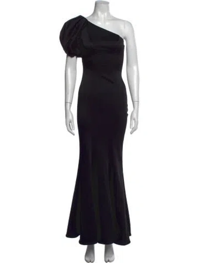 Pre-owned Zac Zac Posen One-shoulder Long Dress In Black