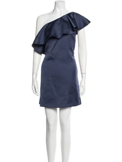 Pre-owned Zac Zac Posen One-shoulder Mini Dress In Blue
