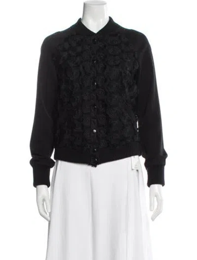 Pre-owned Zac Zac Posen Patterned Bomber Jacket In Black