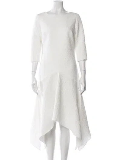 Pre-owned Zac Zac Posen Patterned Midi Length Dress In White
