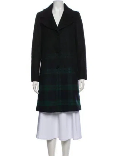 Pre-owned Zac Zac Posen Plaid Print Faux Fur Coat In Black