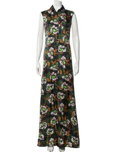 Pre-owned Zac Zac Posen Silk Long Dress In Green