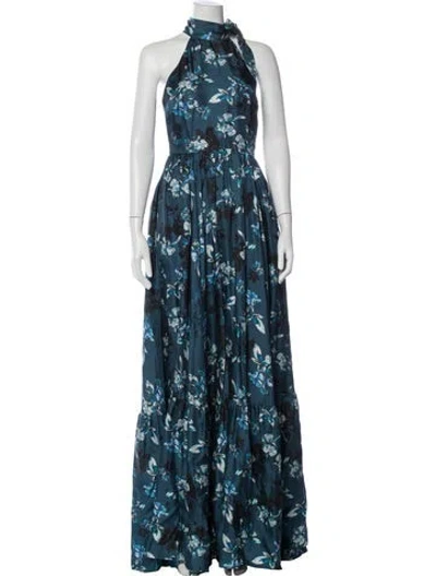 Pre-owned Zac Zac Posen Silk Long Dress W/ Tags In Blue
