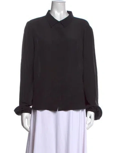 Pre-owned Zac Zac Posen Silk Long Sleeve Blouse In Black