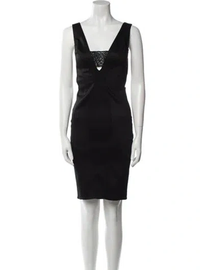 Pre-owned Zac Zac Posen Square Neckline Knee-length Dress In Black