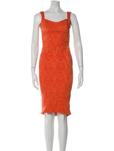Pre-owned Zac Zac Posen Square Neckline Knee-length Dress In Red