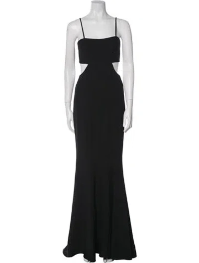 Pre-owned Zac Zac Posen Square Neckline Long Dress In Black