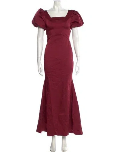 Pre-owned Zac Zac Posen Square Neckline Long Dress In Burgundy