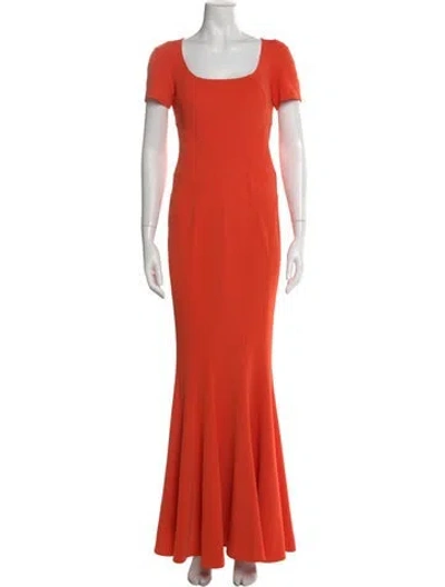 Pre-owned Zac Zac Posen Square Neckline Long Dress In Orange