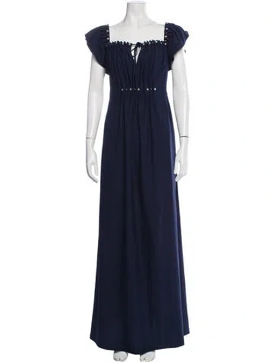 Pre-owned Zac Zac Posen Square Neckline Long Dress W/ Tags In Blue