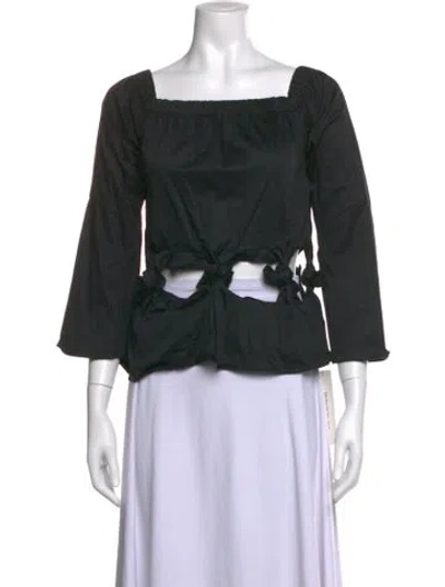 Pre-owned Zac Zac Posen Square Neckline Three-quarter Sleeve Top In Green