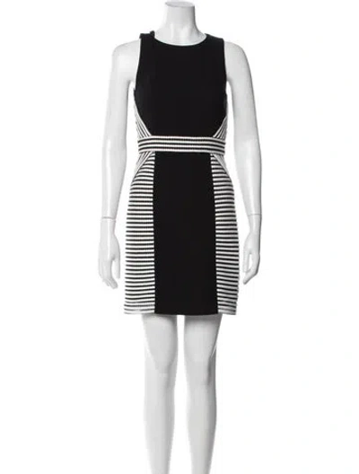 Pre-owned Zac Zac Posen Striped Mini Dress In Black