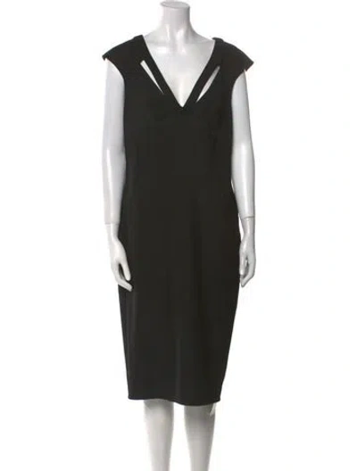 Pre-owned Zac Zac Posen V-neck Knee-length Dress In Black