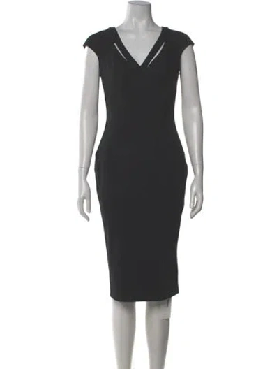 Pre-owned Zac Zac Posen V-neck Knee-length Dress In Black