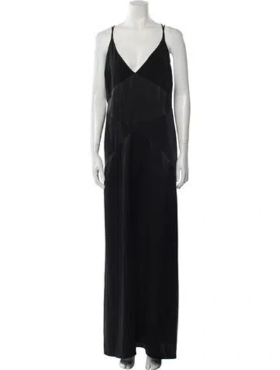 Pre-owned Zac Zac Posen V-neck Long Dress In Black