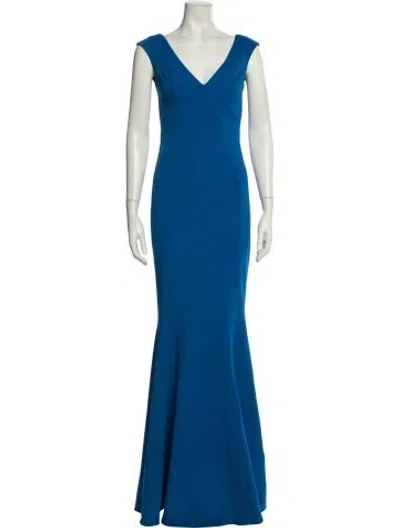 Pre-owned Zac Zac Posen V-neck Long Dress W/ Tags In Blue