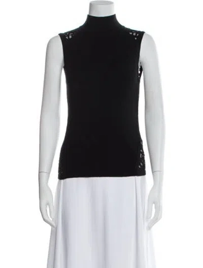 Pre-owned Zac Zac Posen Wool Mock Neck Top In Black