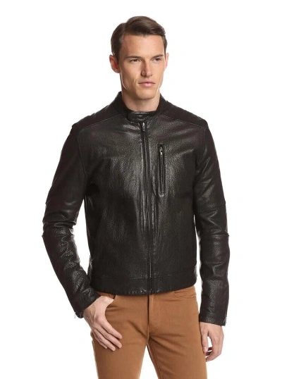 Pre-owned Zachary Prell Hubert Men's Textured Leather Moto Biker Jacket $900 Black Xl