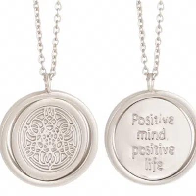 Zad Unisex - Positive Mind Positive Life Spinning Mantra Necklace In Silver