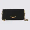 Zadig & Voltaire Black And Gold Leather Rock Shoulder Bag In Black