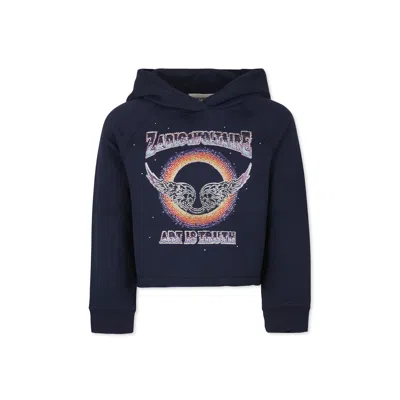Zadig & Voltaire Kids' Blue Hooded Sweatshirt For Girl