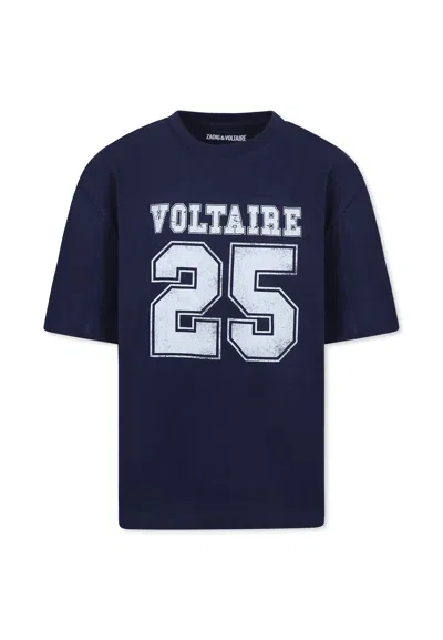Zadig & Voltaire Kids' Blue T-shirt For Boy With Logo