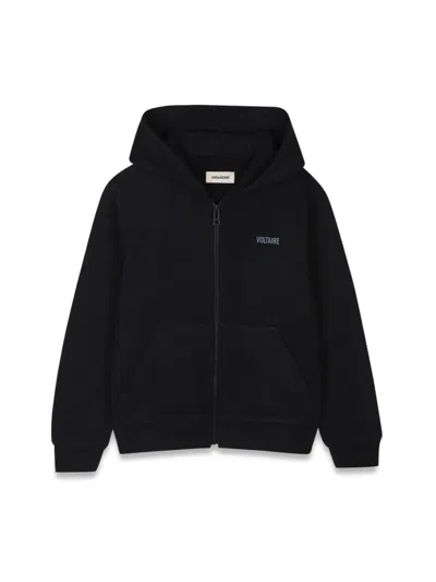 Zadig & Voltaire Kids' Cardigan Con Cappuccio In Black
