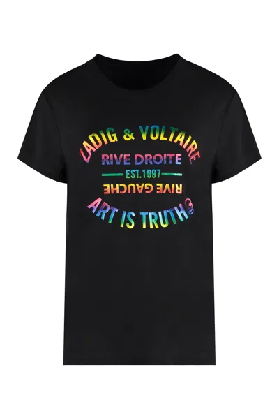 Zadig &amp; Voltaire Cotton Blend Crew-neck T-shirt In Black