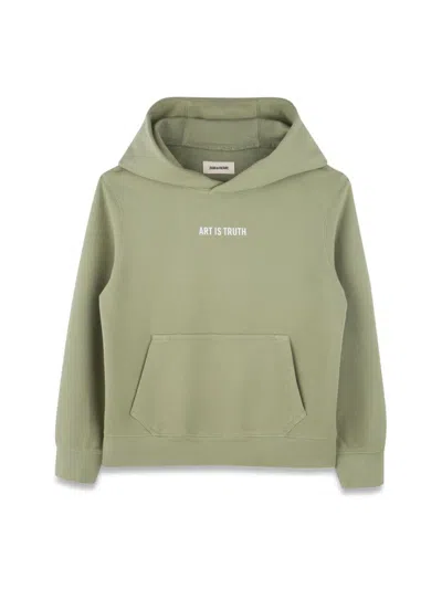 Zadig & Voltaire Kids' Felpa Con Cappuccio In Green