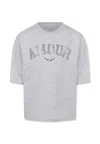 Zadig & Voltaire Gray T-shirt For Girl With Rhinestone Amour Lettering In Grey