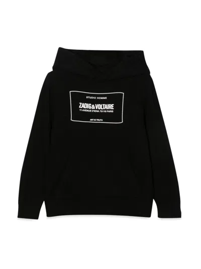 Zadig & Voltaire Kids' Hooded Pullover In Black