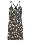 Zadig & Voltaire Randa Crinkled Rose Printed Mini Dress In Black
