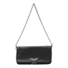 Zadig & Voltaire Stud-embellished Chain-linked Shoulder Bag In Black
