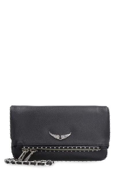 Zadig &amp; Voltaire Rock Savage Leather Clutch In Noir