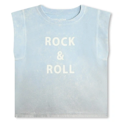 Zadig &amp; Voltaire Kids' T-shirt Con Stampa In Light Blue