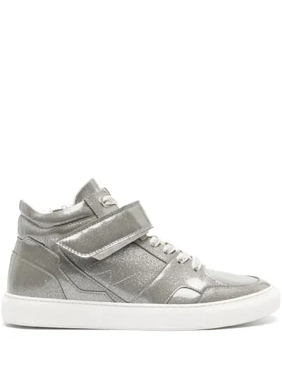 Zadig & Voltaire 1747 Mid Flash Infinity Trainers In Silver