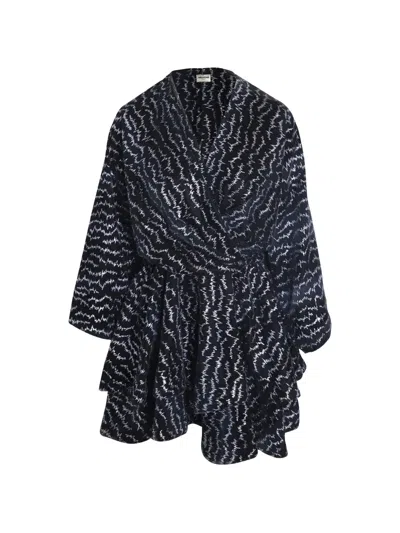 Pre-owned Zadig & Voltaire 2018-2019 Ruffled Velour Mini Dress In Black