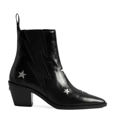 Zadig & Voltaire 60mm Tyler Stars Leather Boots In Black