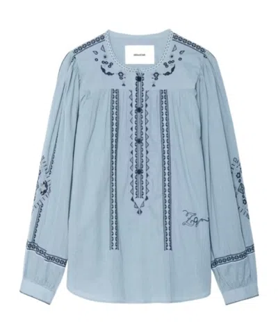 Zadig & Voltaire A Belted Overcoat Jacket In Blue