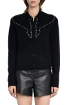 Zadig & Voltaire Womens Black Adany Stud-embellished Wool And Cashmere Cardigan Xs In Black