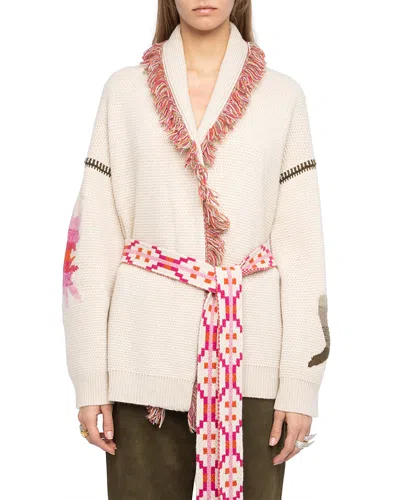 Zadig & Voltaire Alpa Wool Blend Sunset Cardigan In White