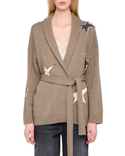 Zadig & Voltaire Alpa Wrap Cardigan In Brown