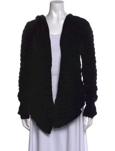 Pre-owned Zadig & Voltaire Alpaca Open Front Sweater In Black
