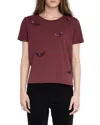 Zadig & Voltaire Alys Hc Embroidery Wings Top In Burgundy