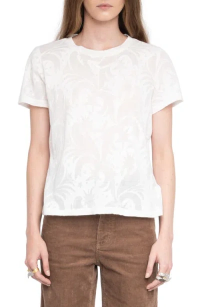 Zadig & Voltaire Alys Mixed Print Devoré Top In White