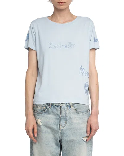 Zadig & Voltaire Alys Pcl Multicusto Embellished Tee In Blue