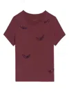 Zadig & Voltaire Alys Hc Embroidery Wings Top In Burgundy