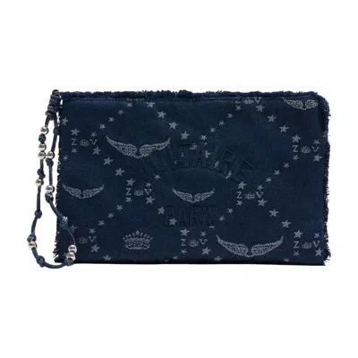 Zadig & Voltaire Angel Clutch In Navy