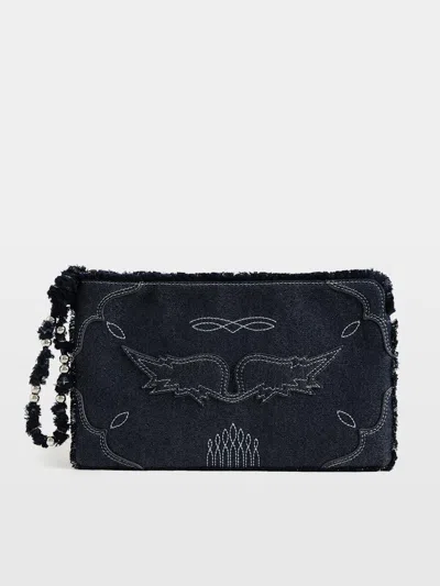 Zadig & Voltaire Angel Denim Western Clutch